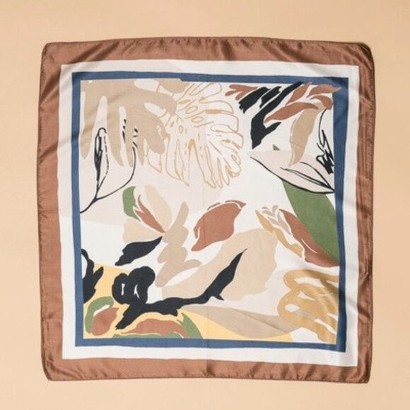 A218-J • Earthy Abstract Silky Bandana Scarf - Picture 2 of 3